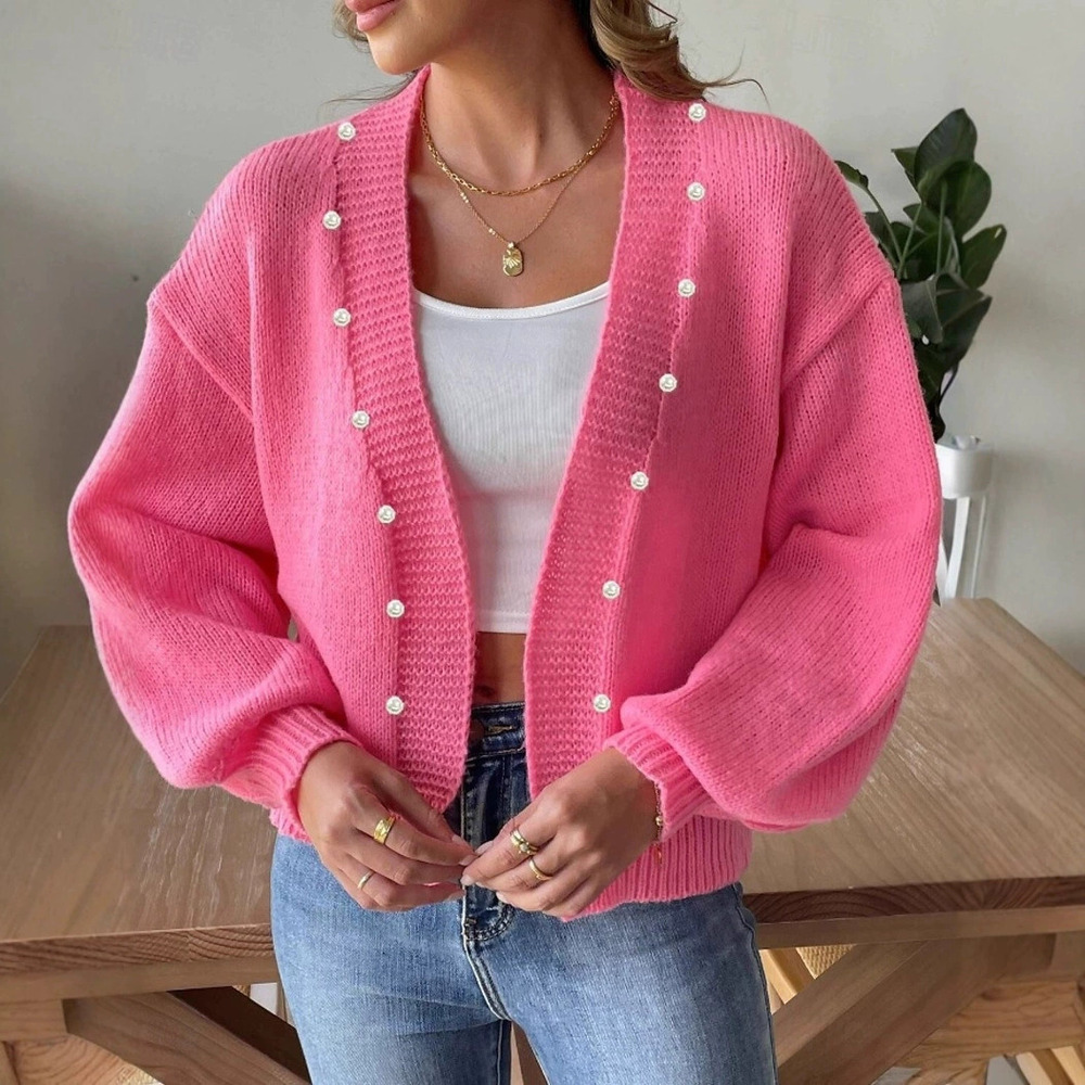 Forever 21 Women's Pink Knit Cardigan Elegant Button Front